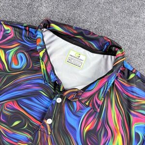 Obnoxious Golf Mens XL Polo Shirt Psychedelic Swirl Multi Color Short Sleeve OG